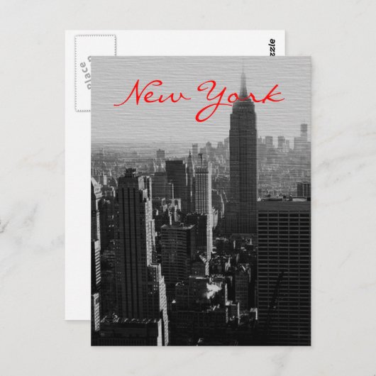 Greyscale Wood Effect NYC Script Post Kaart (Voorkant / Achterkant)