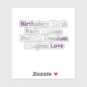 Greysexual Pride - Geboorteplaats: Aarde. Ras: Men Sticker (Vel)