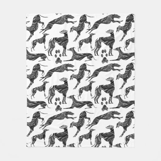 Greyt Greyhound Marble Silhouettes Fleece Deken (Voorkant)
