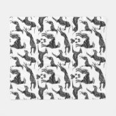 Greyt Greyhound Marble Silhouettes Fleece Deken (Voorkant (Horizontaal))