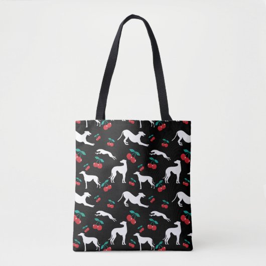 Greyt Greyhound Silhouettes met Cherry Motif Tote Bag (Voorkant)