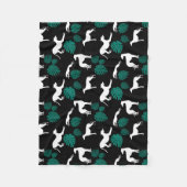 Greyt Greyhound Silhouettes met Monstera Leaves Fleece Deken (Voorkant)