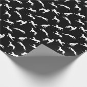 Greyt Greyhound Silhouettes - White on Black Cadeaupapier (Hoek)