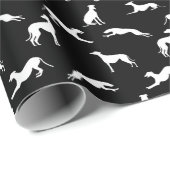 Greyt Greyhound Silhouettes - White on Black Cadeaupapier (Rol Hoek)