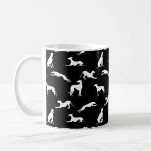 Greyt Greyhound Silhouettes - White on Black Koffiemok