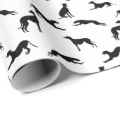 Greyt Greyhound Silhouettes - Zwart op wit Cadeaupapier (Rol Hoek)