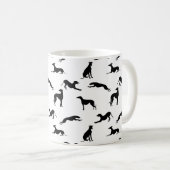 Greyt Greyhound Silhouettes - Zwart op wit Koffiemok (Voorkant rechts)