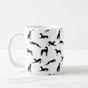 Greyt Greyhound Silhouettes - Zwart op wit Koffiemok