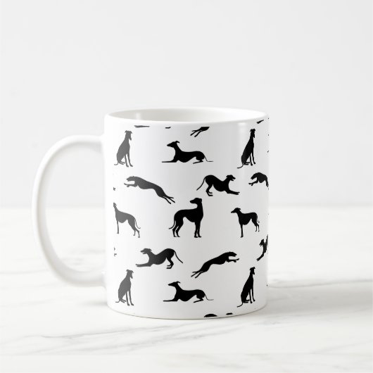 Greyt Greyhound Silhouettes - Zwart op wit Koffiemok (Links)