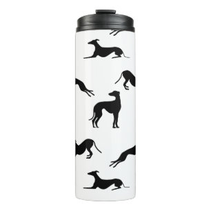 Greyt Greyhound Silhouettes - Zwart op wit Thermosbeker