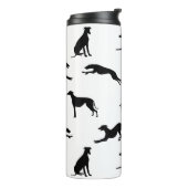 Greyt Greyhound Silhouettes - Zwart op wit Thermosbeker (Gedraaid links)