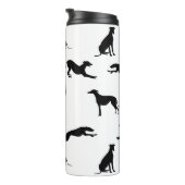 Greyt Greyhound Silhouettes - Zwart op wit Thermosbeker (Geroteerd rechts)