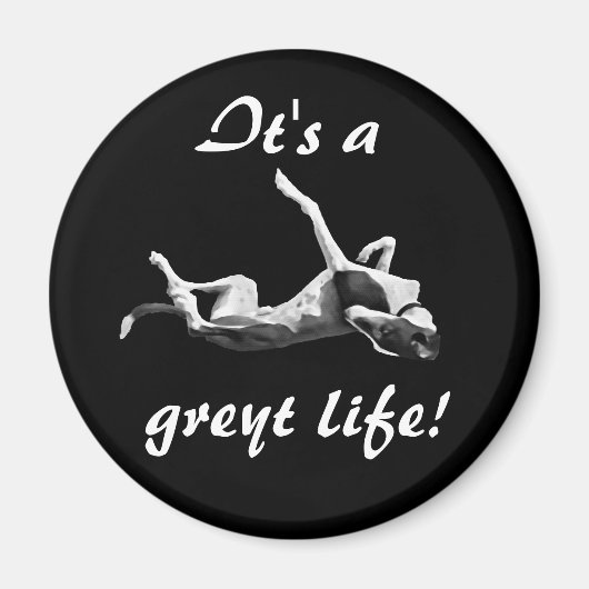 Greyt life greyhound magneet zwarte achtergrond (Voorkant)