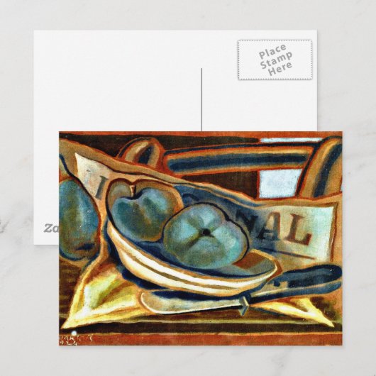 Gri - Appels, Stilleven kunst door Juan Gris Briefkaart (Voorkant / Achterkant)