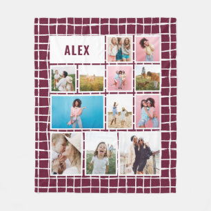 Grid Burgundy 12 foto modern minimaal abstract Fleece Deken