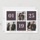 Grid Collage Multi Foto Bruiloft Save The Date (Voorkant)