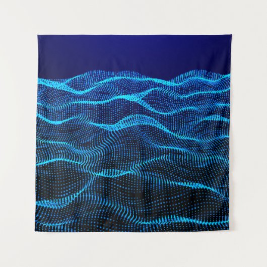 Grid dots Abstract landscape background. Cyberspac Wandkleed (Voorkant)