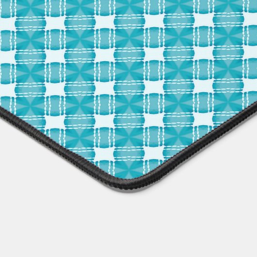 Grid en sterren Gingham Blue Bureaumat (Hoek)