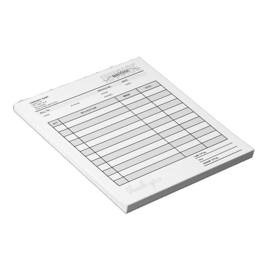 Grid Kleine Zakelijke Factuur Verkoopbon Bestellen Notitieblok (Schuin)