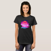 Grid Mountains Sunset Over Canyon Synthwave Landsc T-shirt (Voorkant volledig)