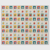 Grid of Bright Christmas Tree Icons Cadeaupapier (Vlak)