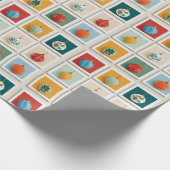 Grid of Bright Christmas Tree Icons Cadeaupapier (Hoek)