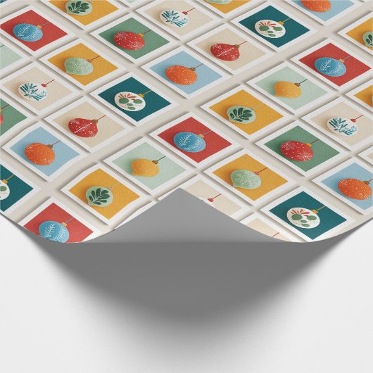 Grid of Bright Christmas Tree Icons Cadeaupapier (Hoek)