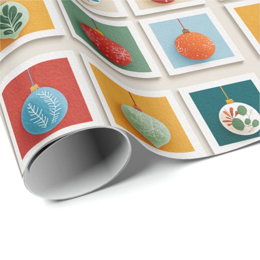 Grid of Bright Christmas Tree Icons Cadeaupapier (Rol Hoek)