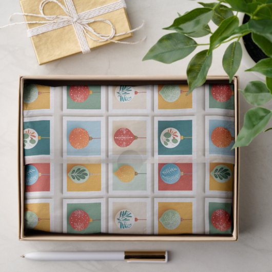 Grid of Bright Christmas Tree Icons Tissuepapier (Geschenk)