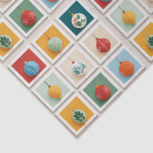 Grid of Bright Christmas Tree Icons Tissuepapier (Detail)