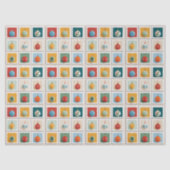 Grid of Bright Christmas Tree Icons Tissuepapier (Voorkant)