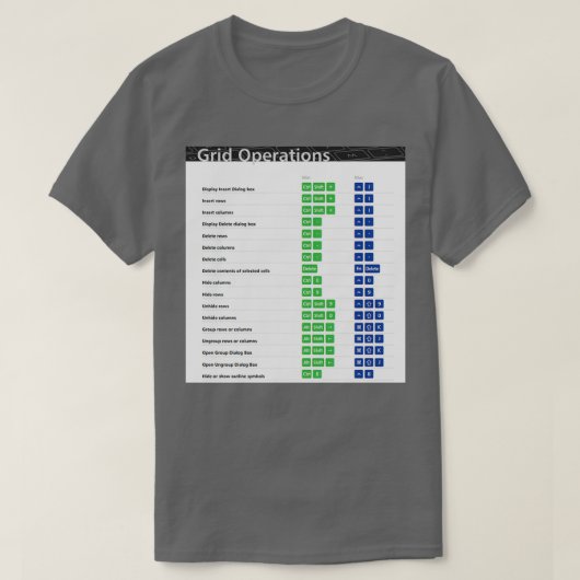 Grid Operations Excel-toetsenbordsneltoetsen Excel T-shirt (Design voorkant)