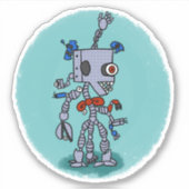 Grid Robot Comic Book Style Sticker (Voorkant)