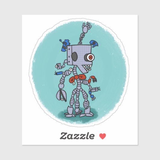 Grid Robot Comic Book Style Sticker (Vel)