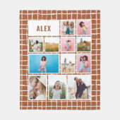 Grid terracotta 12 foto modern minimaal abstract fleece deken (Voorkant)