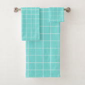 Grid Turquoise en Wit Bad Handdoek (Insitu)