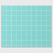 Grid Turquoise en Wit Cadeaupapier (Vlak)