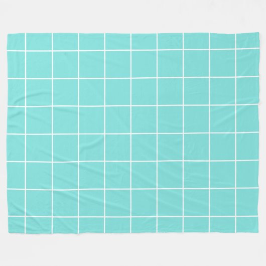 Grid Turquoise en Wit Fleece Deken (Voorkant (Horizontaal))
