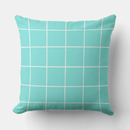 Grid Turquoise en Wit Kussen