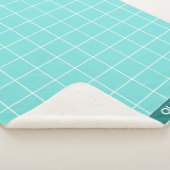 Grid Turquoise en Wit Sherpa Deken (3/4)