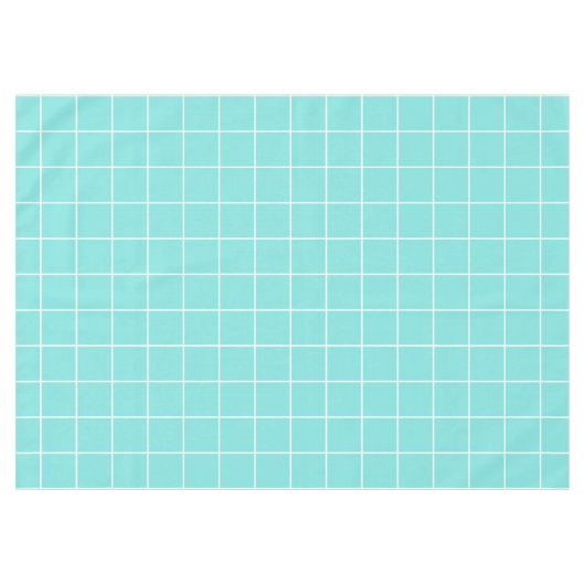 Grid Turquoise en Wit Tafelkleed (Voorkant (Horizontaal))