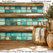 Grid Turquoise Teal Vervaaagde Tegels Y3 Decoupage Tissuepapier