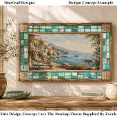 Grid Turquoise Teal Vervaaagde Tegels Y3 Decoupage Tissuepapier