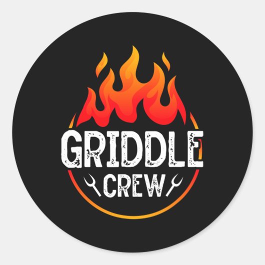 Griddle Grill Squad BBQ Team Barbecue Grill Ronde Sticker (Voorkant)