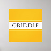 GRIDDLE Helder Gouden Gele Witte Strepen Tekst Canvas Afdruk (Voorkant)