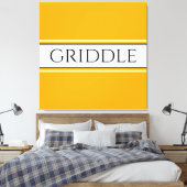 GRIDDLE Helder Gouden Gele Witte Strepen Tekst Canvas Afdruk (Insitu (Slaapkamer))