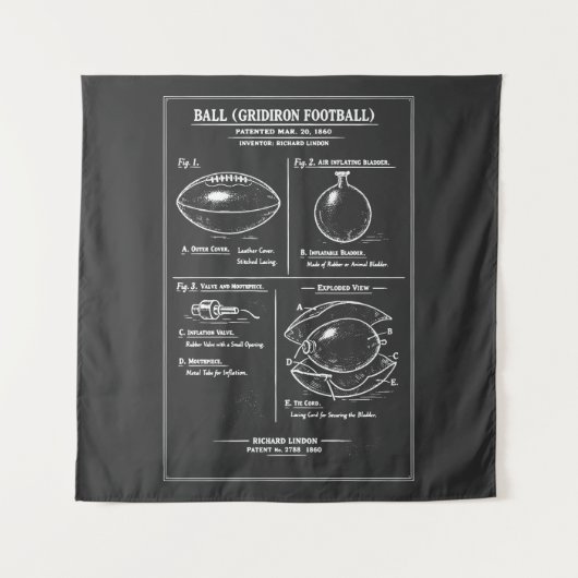 Gridiron Football Blauwdruk Wandkleed (Voorkant)