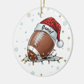 Gridiron Glow: Football with Santa Hat Keramisch Ornament (Links)