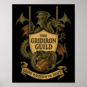 Gridiron Guild Dragon Emblem Fantasy Football Draf Poster