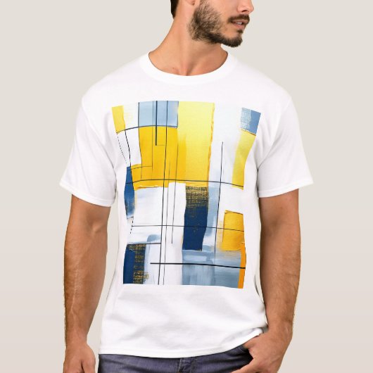 Gridlight Compositie — Stedelijke Blokken in Goud  T-shirt (Voorkant)
